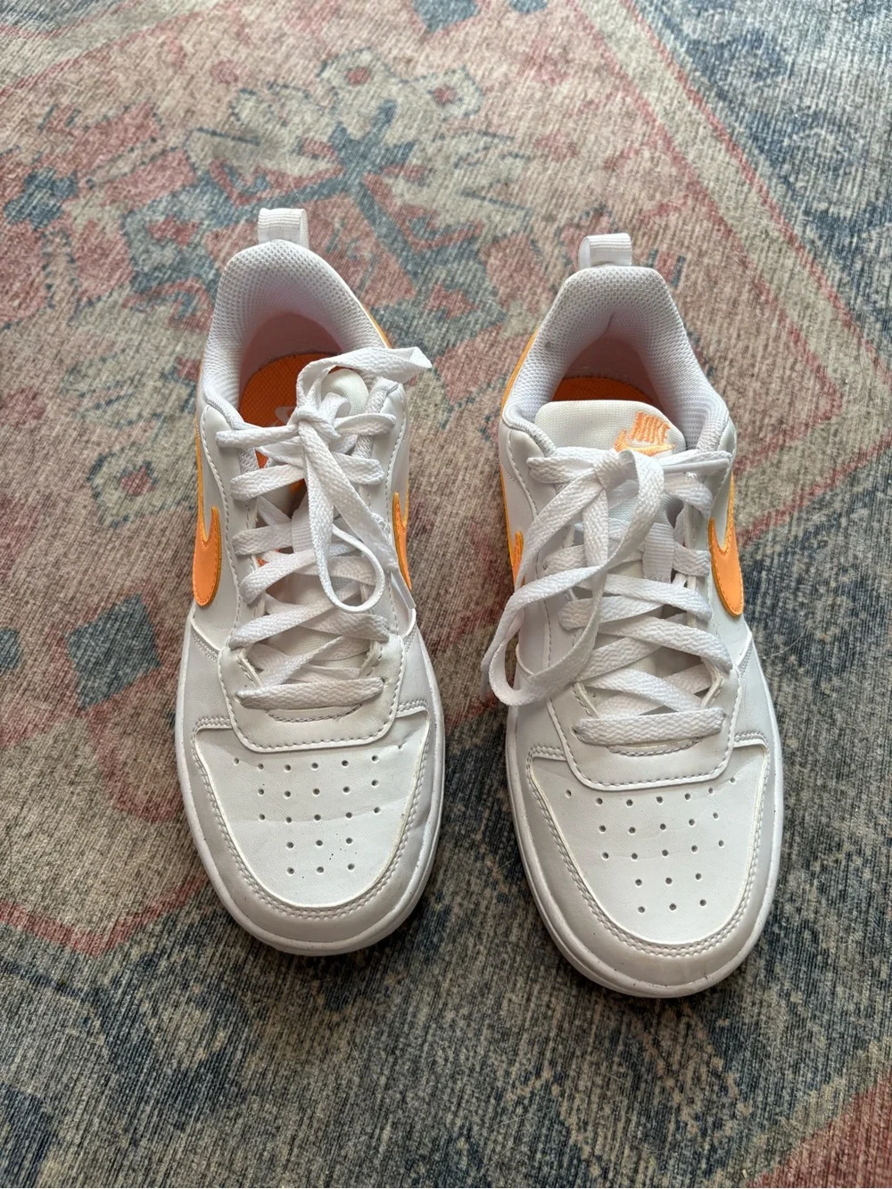 Nike White Mesh Sneaker with Orange Insole